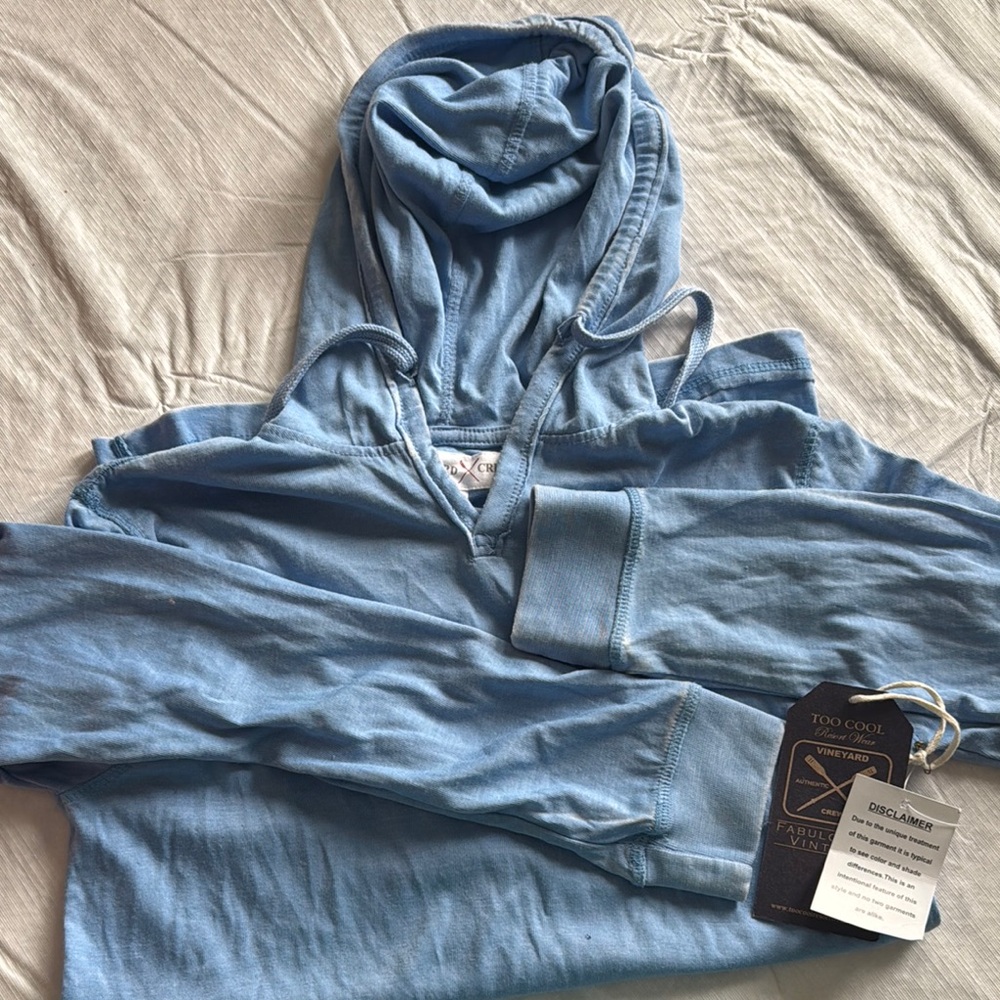 Blue V-Neck Sweater Soft Fabric